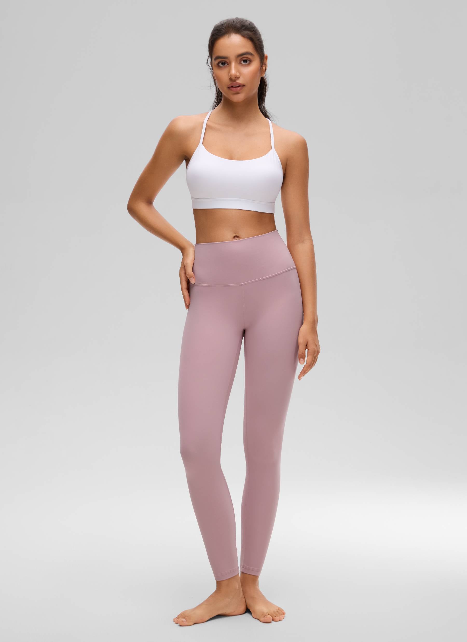 Áo lót thể thao CRZ YOGA dành cho nữ, kiểu dáng hỗ trợ nhẹ, thiết kế " Butterluxe ", cổ chữ Y, màu trắng