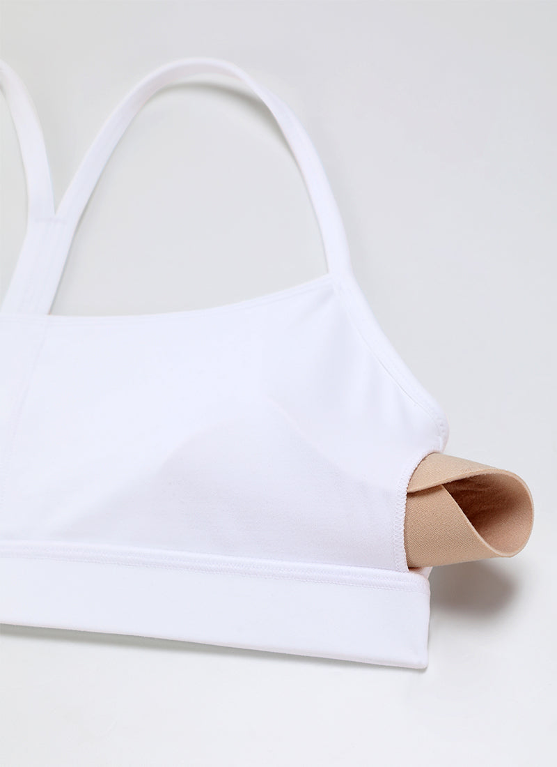 Áo lót thể thao CRZ YOGA dành cho nữ, kiểu dáng hỗ trợ nhẹ, thiết kế " Butterluxe ", cổ chữ Y, màu trắng