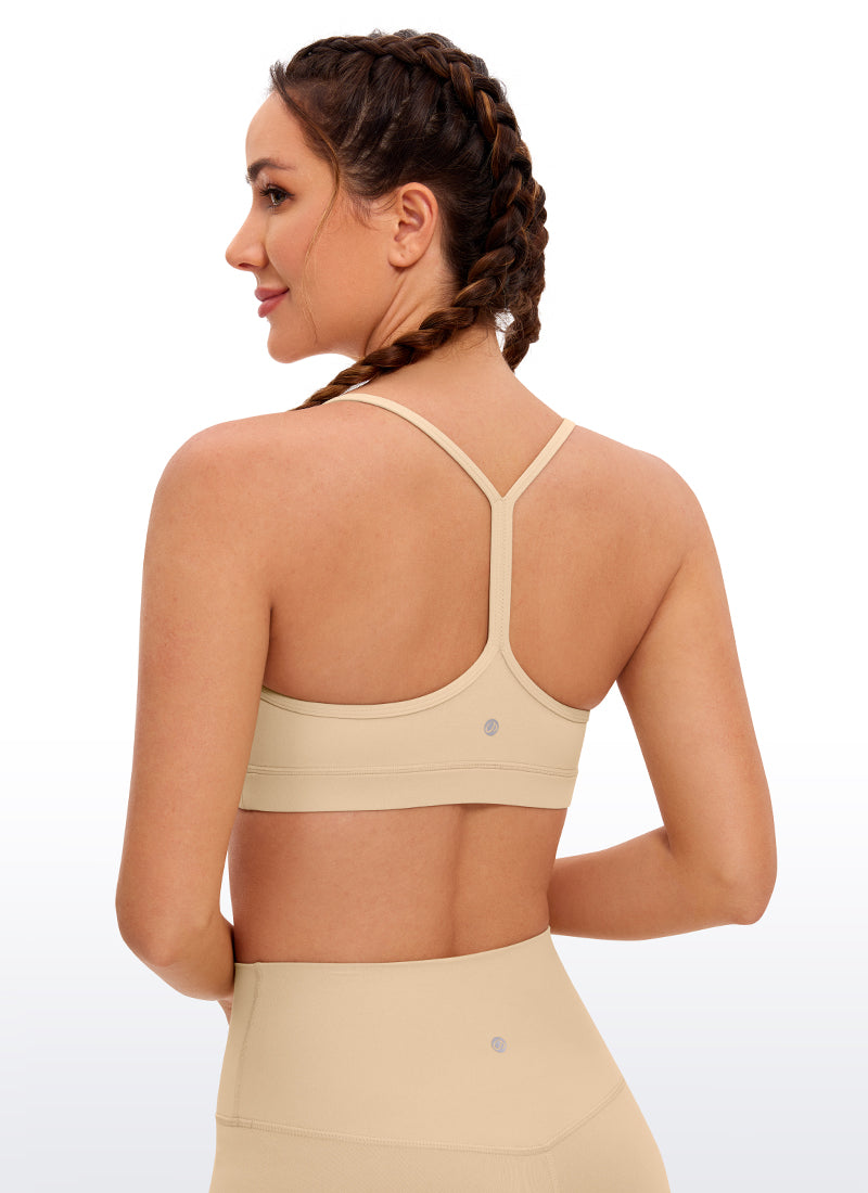 Áo lót thể thao CRZ YOGA dành cho nữ, kiểu dáng nhẹ nhàng, hỗ trợ vừa phải, cổ chữ Y, màu nâu nhạt “ Butterluxe ”