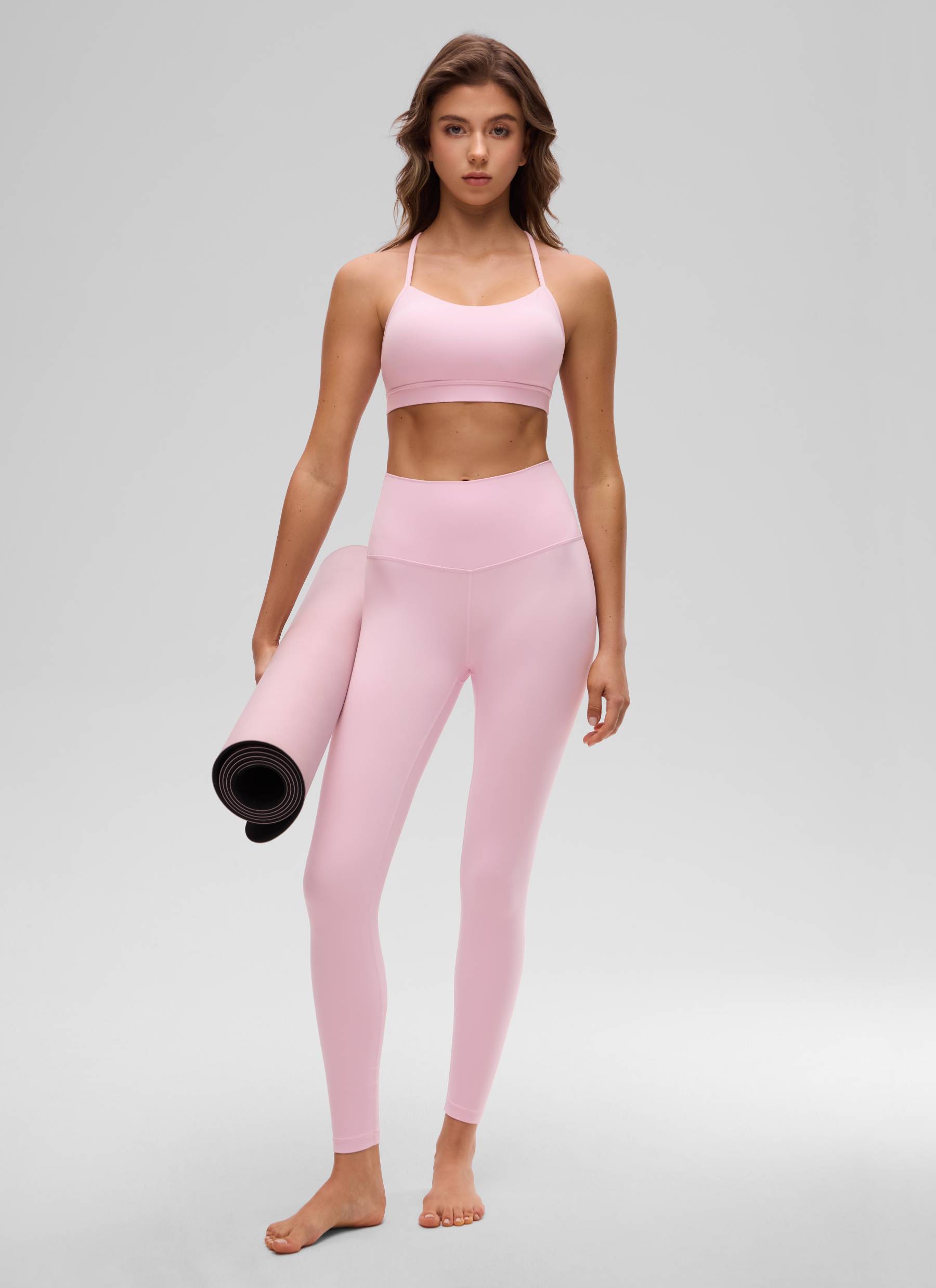 Áo lót thể thao CRZ YOGA dành cho nữ, kiểu dáng hỗ trợ nhẹ, thiết kế " Butterluxe ", cổ chữ Y, màu hồng hoa mẫu đơn