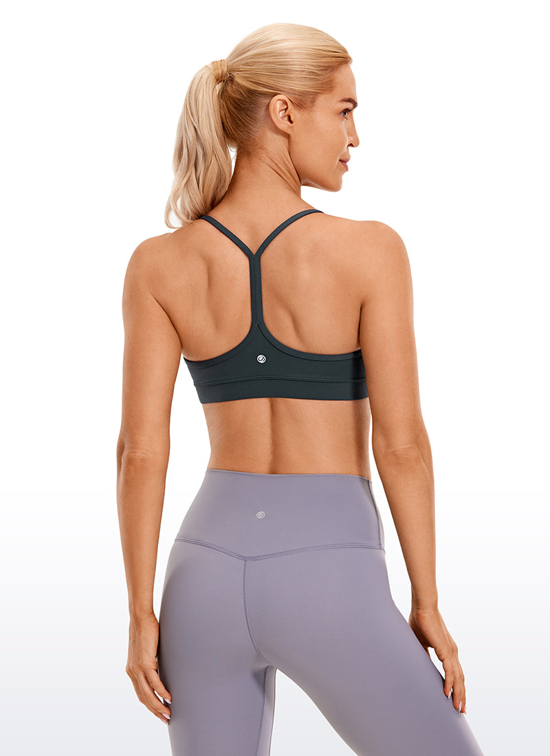 Áo lót thể thao CRZ YOGA dành cho nữ, kiểu dáng hỗ trợ nhẹ, thiết kế " Butterluxe ", cổ chữ Y, màu xanh lá đậm