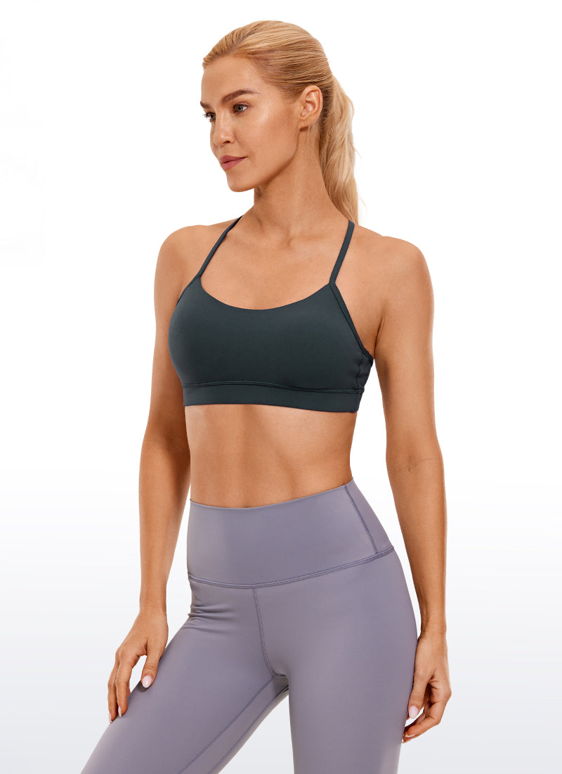 Áo lót thể thao CRZ YOGA dành cho nữ, kiểu dáng hỗ trợ nhẹ, thiết kế " Butterluxe ", cổ chữ Y, màu xanh lá đậm
