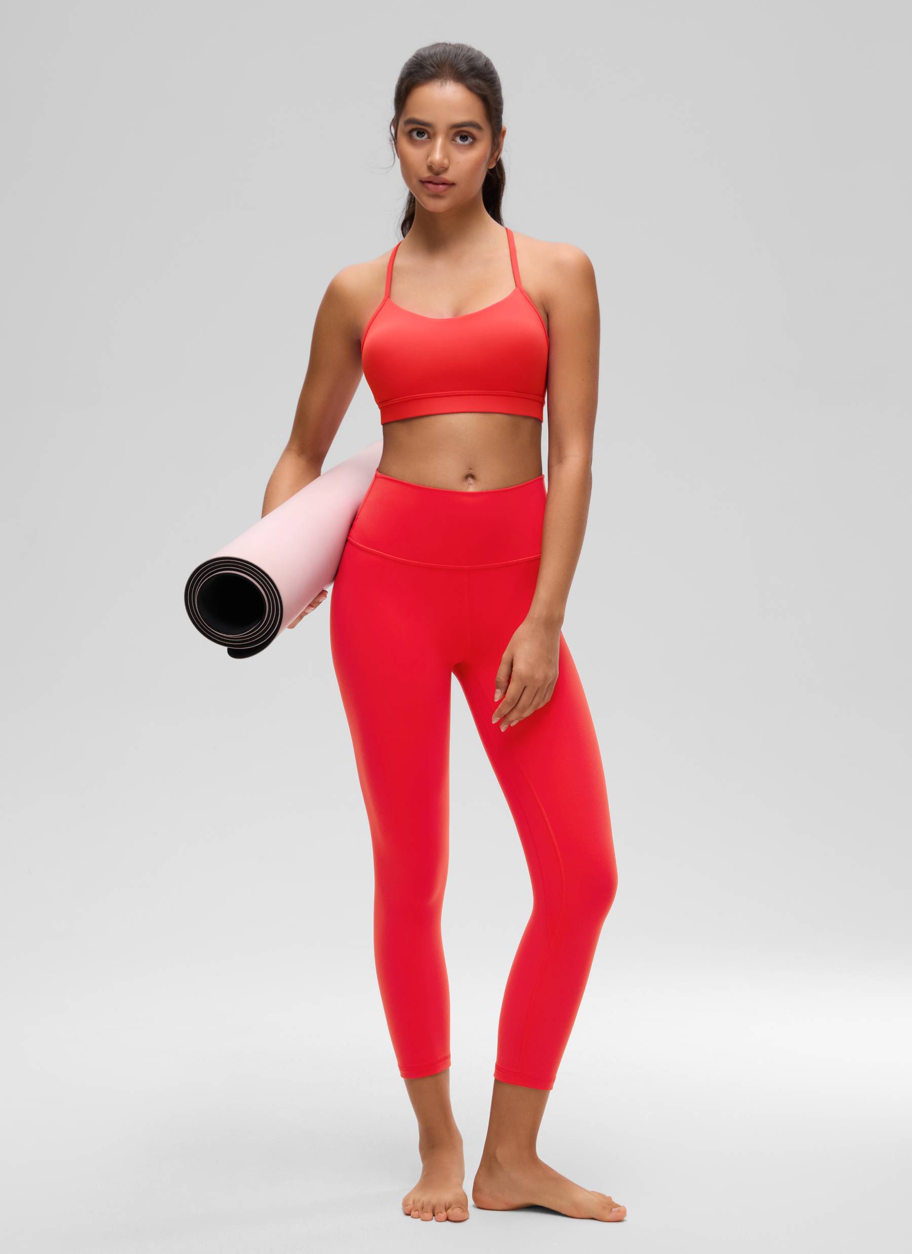 Áo lót thể thao CRZ YOGA dành cho nữ, kiểu dáng hỗ trợ nhẹ, thiết kế " Butterluxe " với phần lưng chữ Y, màu đỏ đậm