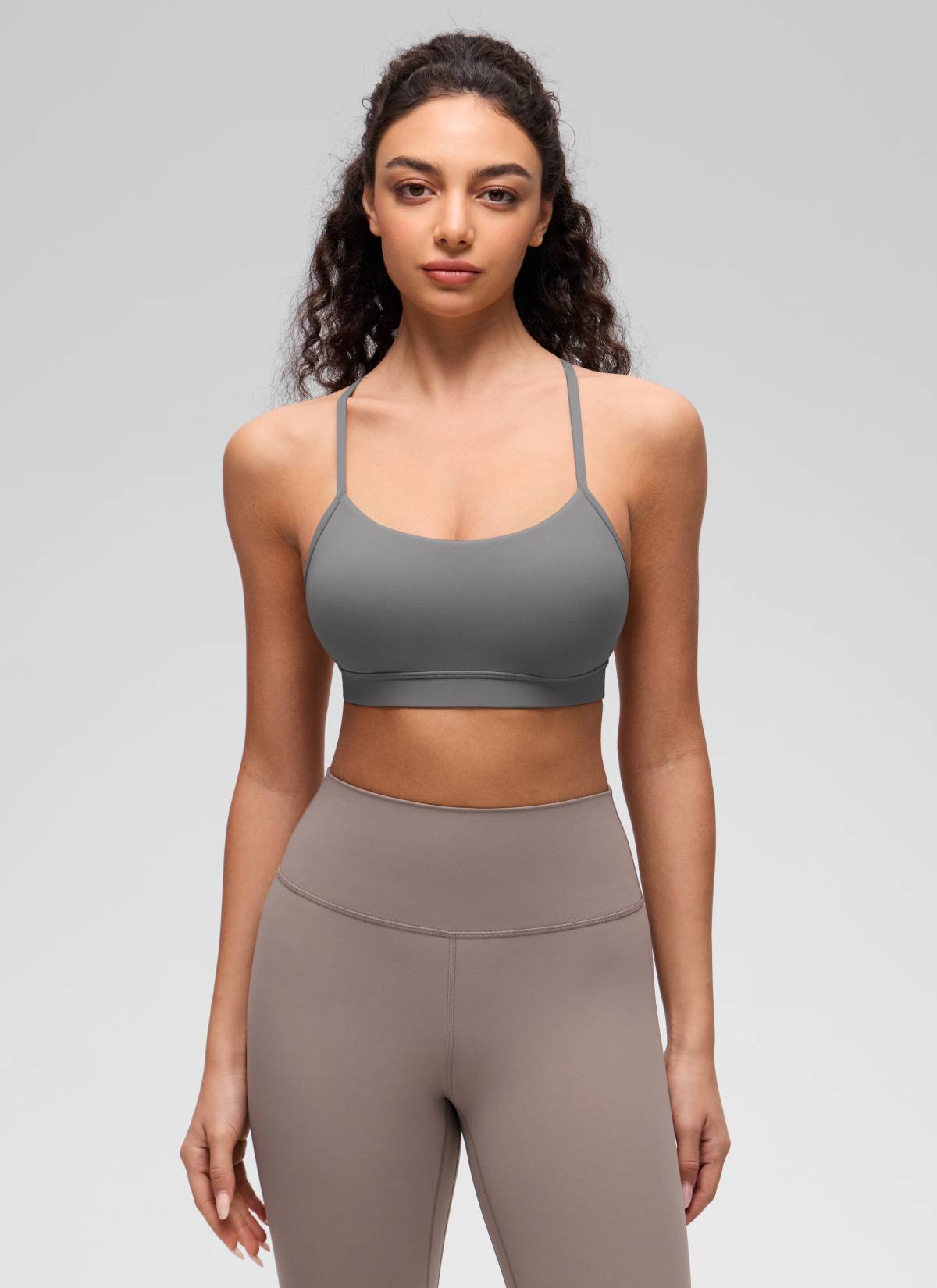 Áo lót thể thao CRZ YOGA dành cho nữ, kiểu dáng nhẹ nhàng hỗ trợ, thiết kế cổ chữ Y, màu xám tro ( Butterluxe )