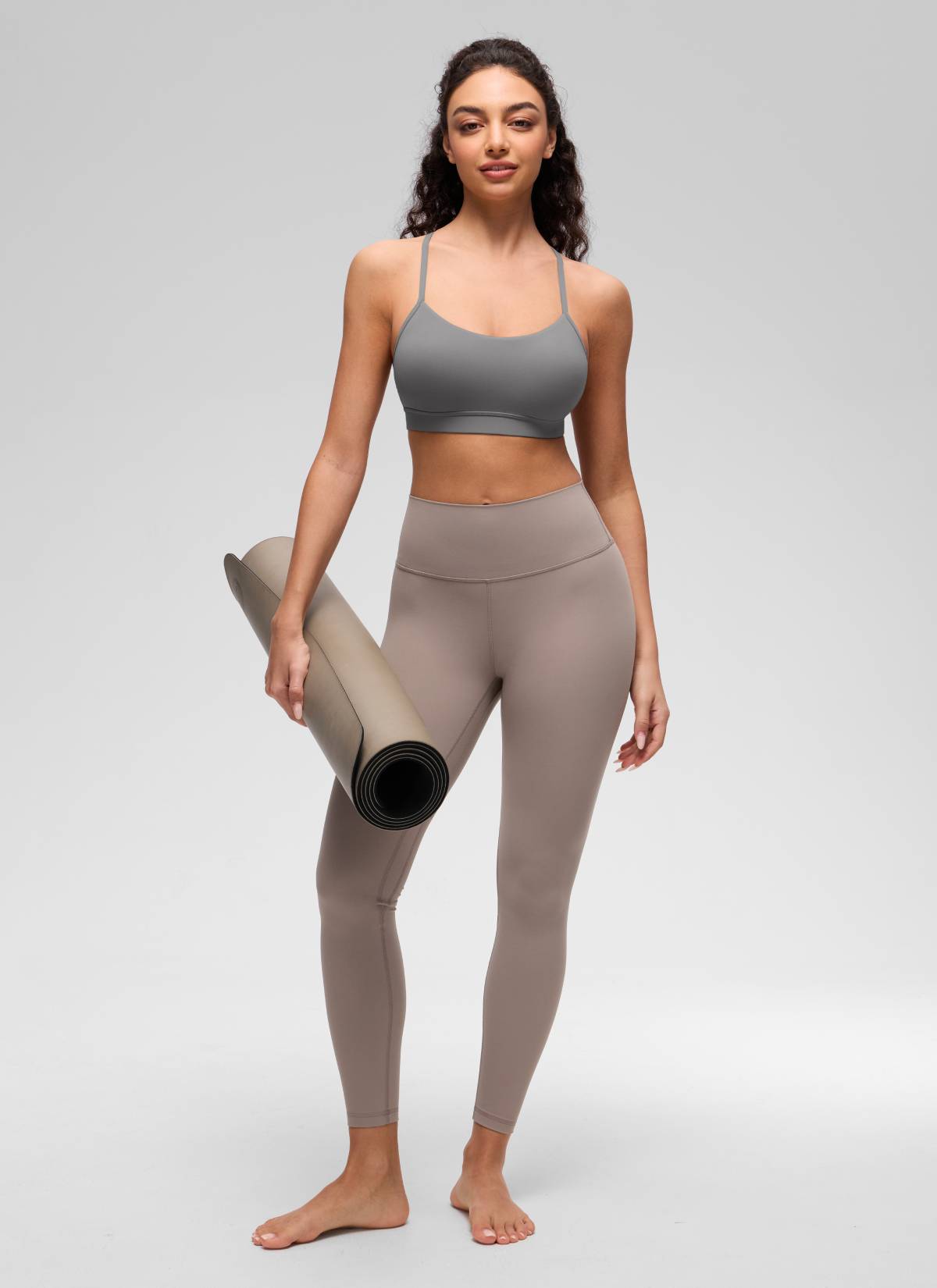 Áo lót thể thao CRZ YOGA dành cho nữ, kiểu dáng nhẹ nhàng hỗ trợ, thiết kế cổ chữ Y, màu xám tro ( Butterluxe )