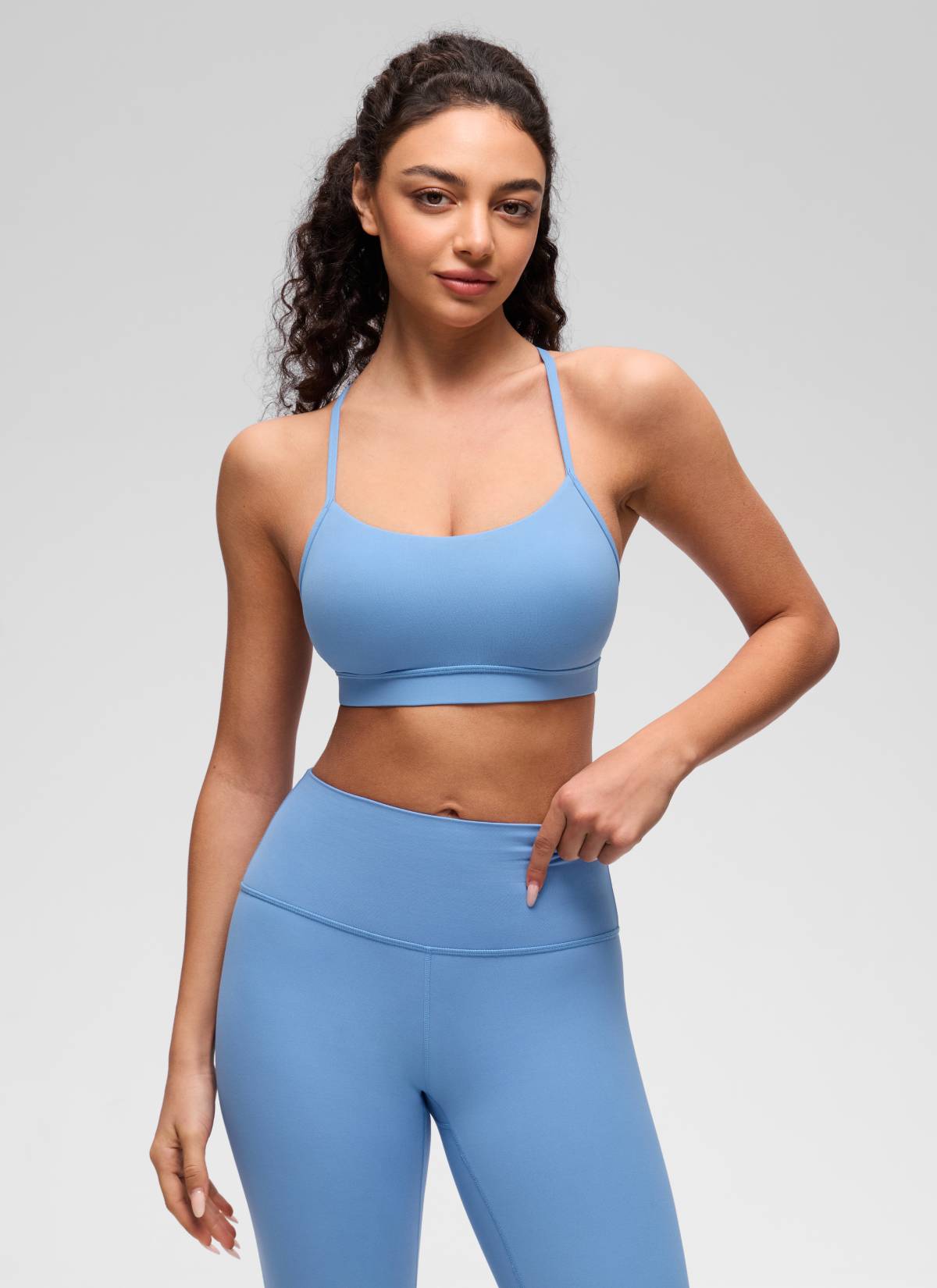 Áo lót thể thao CRZ YOGA dành cho nữ, kiểu Y-back, hỗ trợ nhẹ, chất liệu vải " Butterluxe ", màu Party Blue