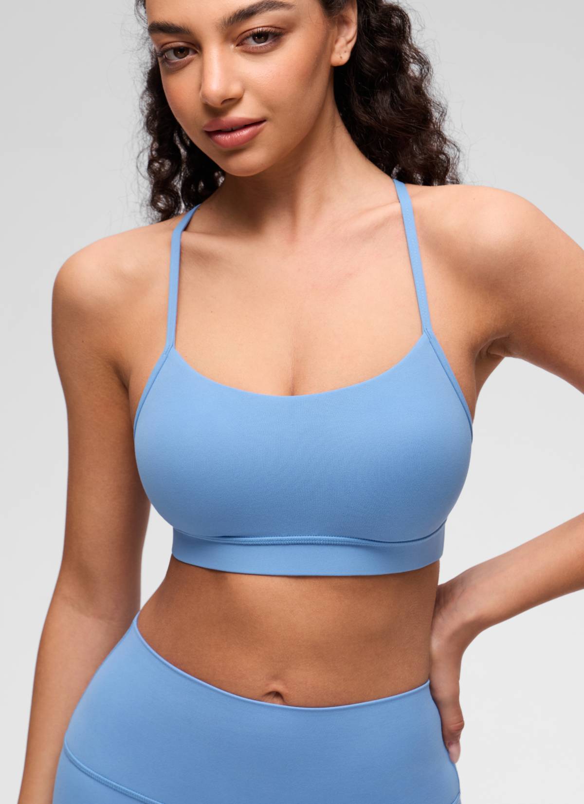 Áo lót thể thao CRZ YOGA dành cho nữ, kiểu Y-back, hỗ trợ nhẹ, chất liệu vải " Butterluxe ", màu Party Blue