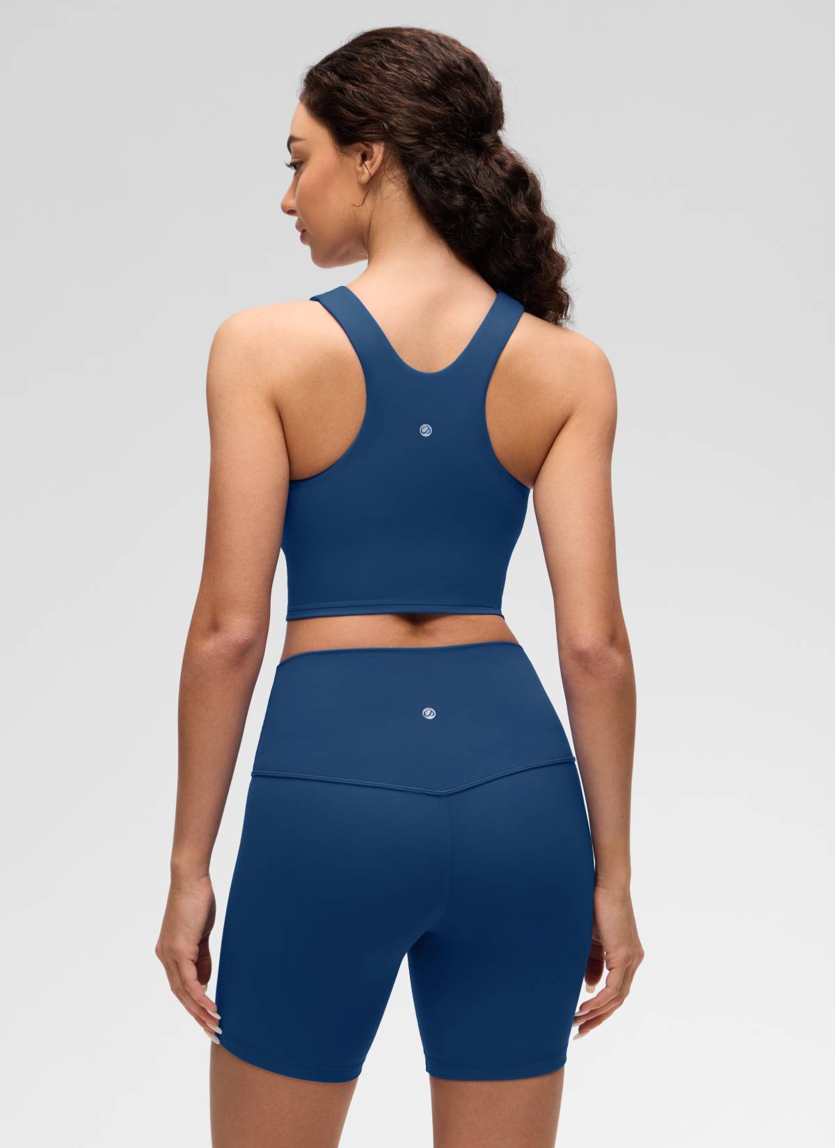 CRZ YOGA  Áo thun không tay dành cho nữ tập yoga, cổ cao, lưng khoét sâu, kiểu Racerback, màu xanh hải quân Pháp, độ hỗ trợ thấp Butterluxe