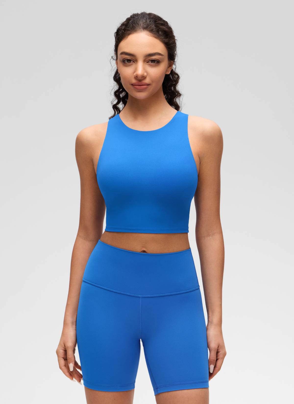 CRZ YOGA  Áo thun yoga nữ cổ cao, lưng chéo, độ hỗ trợ thấp, chất liệu Butterluxe , màu xanh lấp lánh