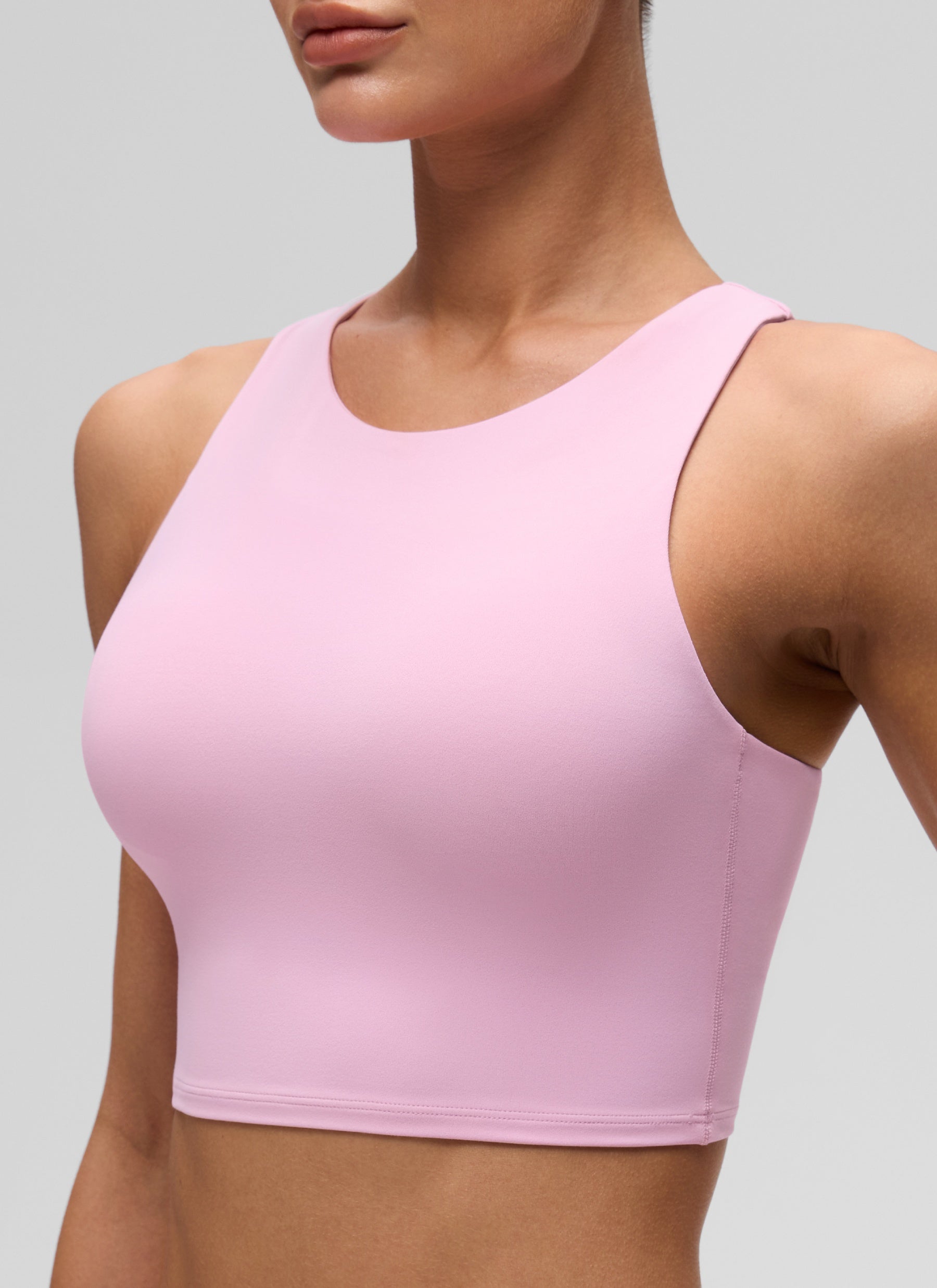 CRZ YOGA  Áo thun không tay dành cho nữ tập yoga, độ hỗ trợ thấp, kiểu cổ cao và lưng khoét sâu ( Butterluxe ), màu hồng Vita