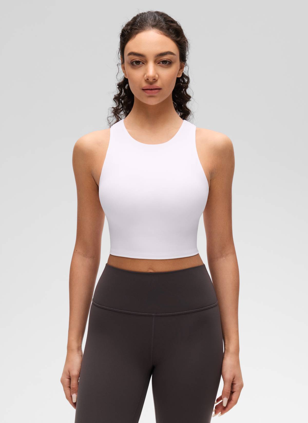 CRZ YOGA  Áo thun không tay dành cho nữ tập yoga, cổ cao, lưng khoét sâu, độ hỗ trợ thấp, chất liệu Butterluxe , màu trắng