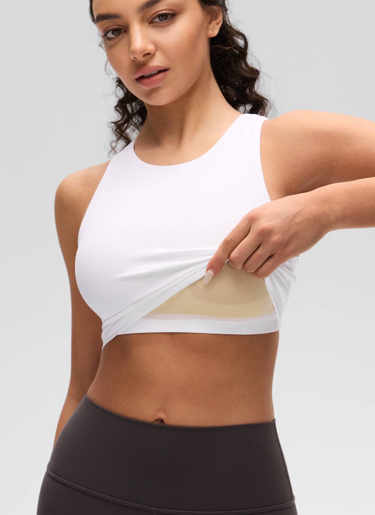 CRZ YOGA  Áo thun không tay dành cho nữ tập yoga, cổ cao, lưng khoét sâu, độ hỗ trợ thấp, chất liệu Butterluxe , màu trắng