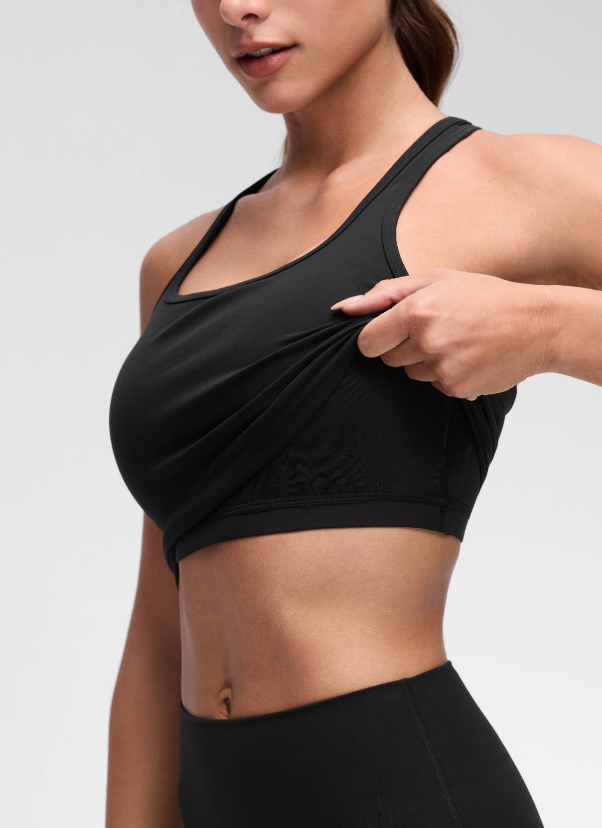 CRZ YOGA Áo lót thể thao dành cho nữ tập yoga, độ nâng đỡ thấp, kiểu cổ tròn và lưng chữ Y ( Butterluxe ), màu đen