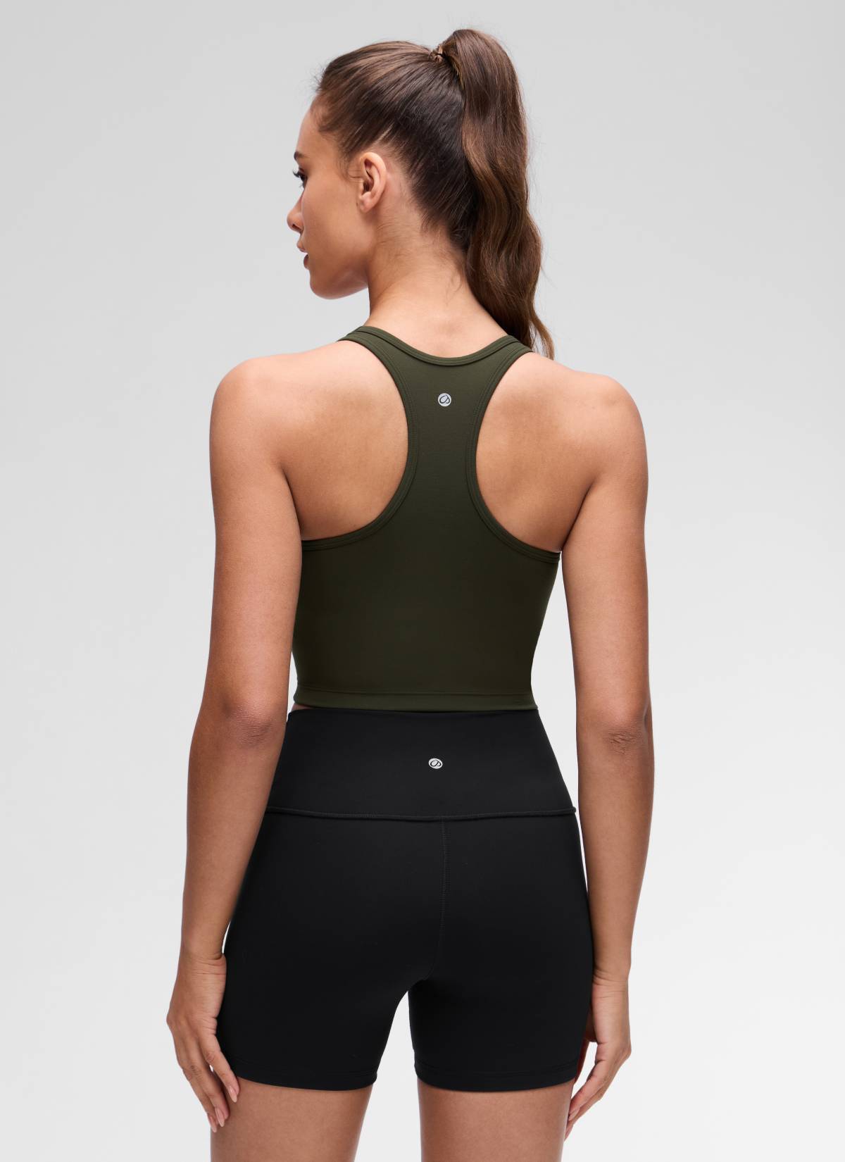 CRZ YOGA Áo lót thể thao dành cho nữ tập yoga, độ nâng đỡ thấp, kiểu cổ tròn và lưng chữ Y ( Butterluxe ), màu xanh ô liu