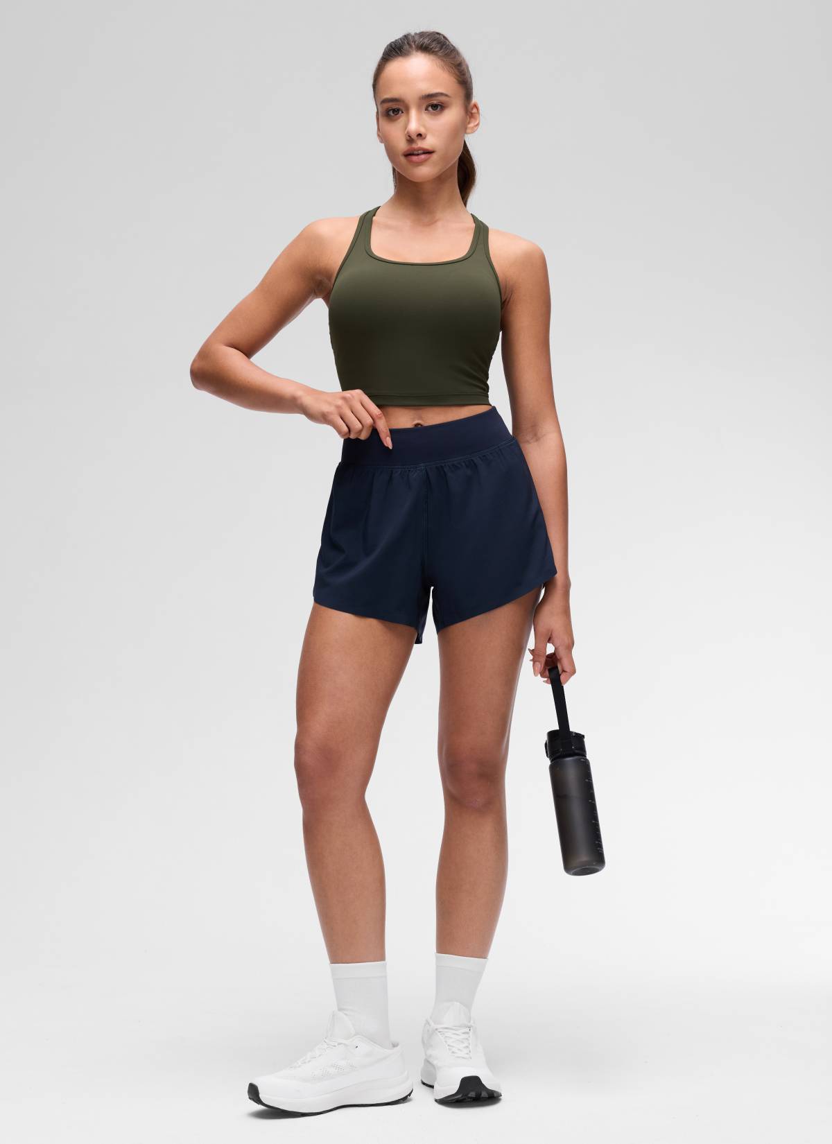CRZ YOGA Áo lót thể thao dành cho nữ tập yoga, độ nâng đỡ thấp, kiểu cổ tròn và lưng chữ Y ( Butterluxe ), màu xanh ô liu