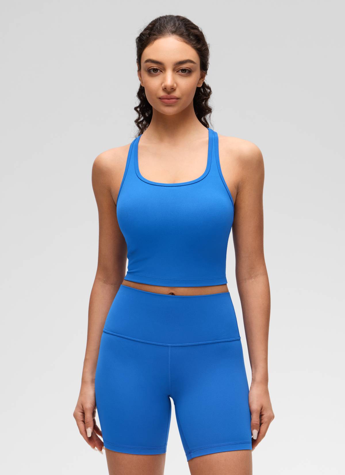 CRZ YOGA Áo lót thể thao dành cho nữ tập yoga, độ nâng đỡ thấp, kiểu cổ tròn và lưng chữ Y, màu Xanh lấp lánh ( Butterluxe )