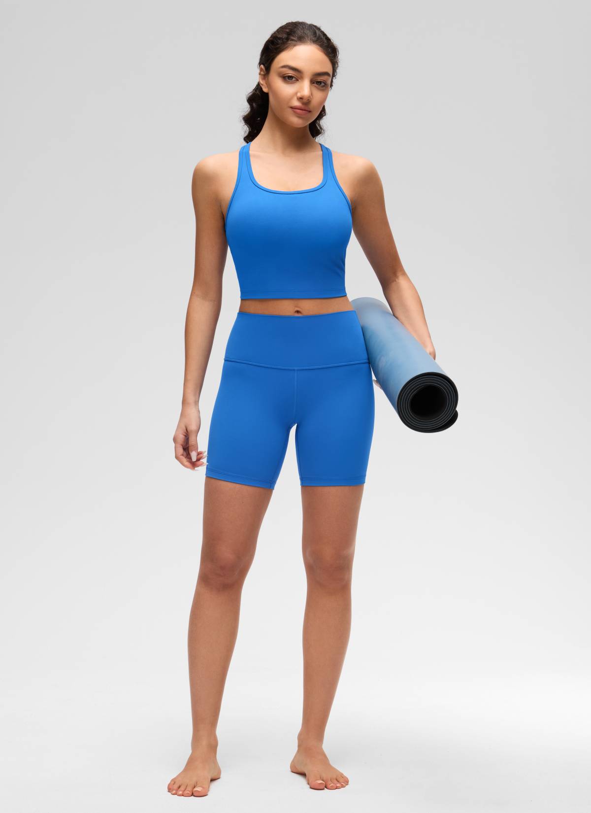 CRZ YOGA Áo lót thể thao dành cho nữ tập yoga, độ nâng đỡ thấp, kiểu cổ tròn và lưng chữ Y, màu Xanh lấp lánh ( Butterluxe )