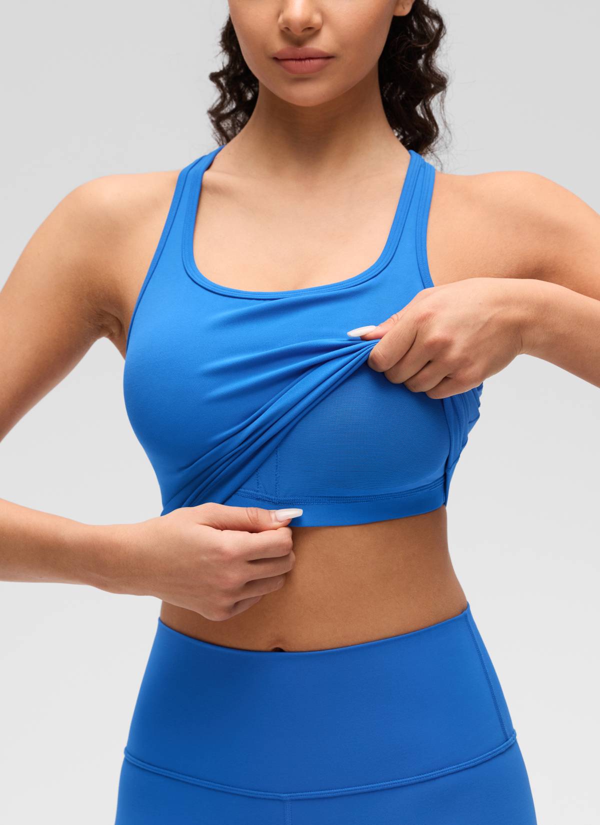 CRZ YOGA Áo lót thể thao dành cho nữ tập yoga, độ nâng đỡ thấp, kiểu cổ tròn và lưng chữ Y, màu Xanh lấp lánh ( Butterluxe )