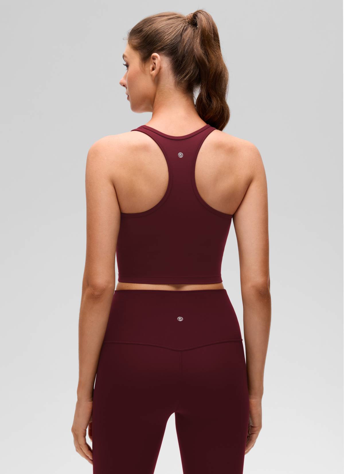 CRZ YOGA Áo lót yoga dành cho nữ, độ nâng đỡ thấp, kiểu cổ tròn và lưng chữ Y, màu Đỏ Merlot Butterluxe