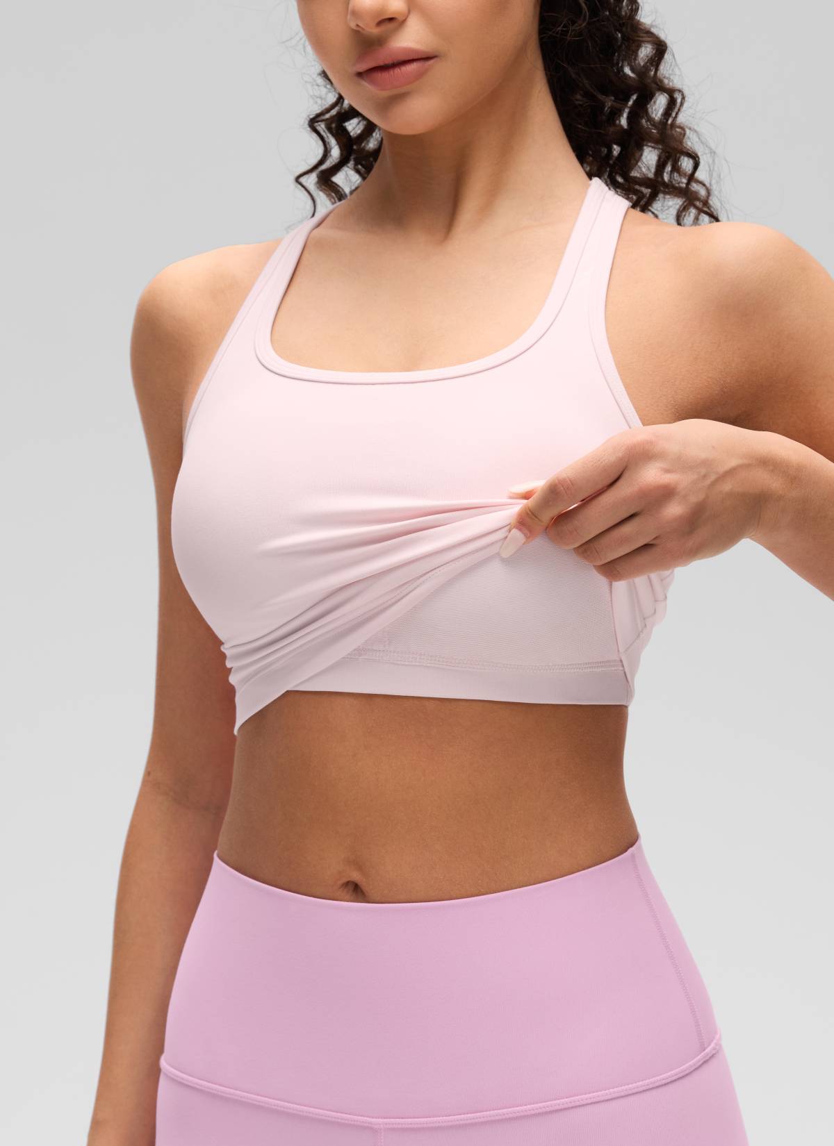 CRZ YOGA Áo lót yoga dành cho nữ, độ nâng đỡ thấp, kiểu cổ tròn và lưng chữ Y ( Butterluxe ), màu hồng dâu tây