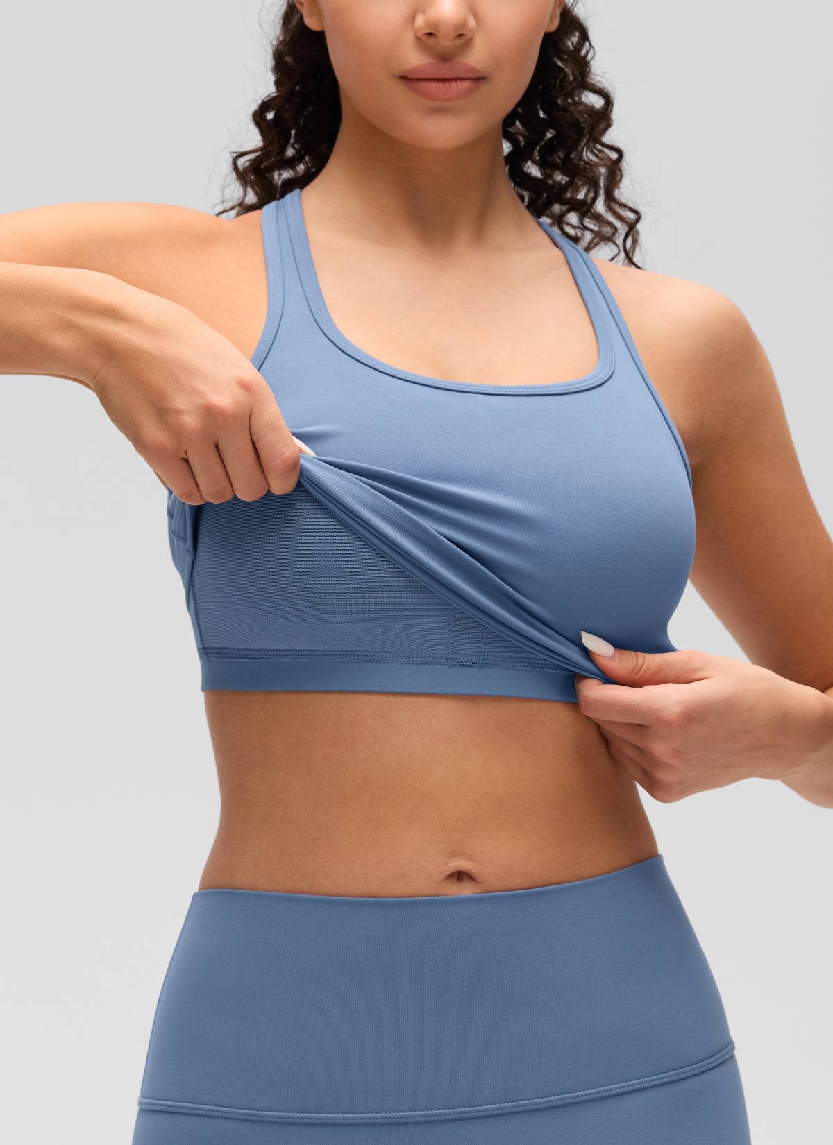 CRZ YOGA Áo lót yoga dành cho nữ, độ nâng đỡ thấp, kiểu cổ tròn và lưng chữ Y ( Butterluxe ), màu Xanh Oasis