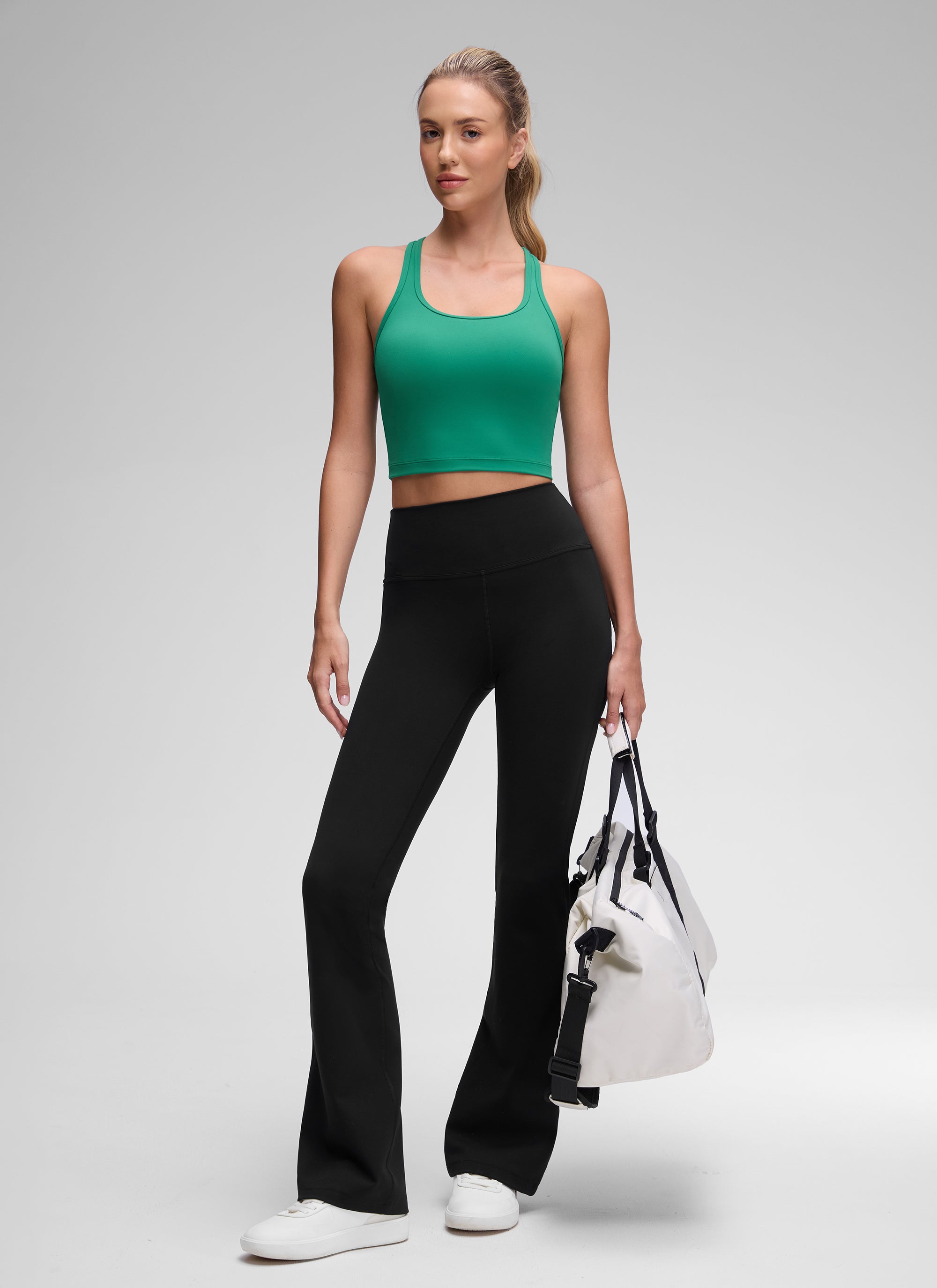 CRZ YOGA Áo lót yoga dành cho nữ, độ nâng đỡ thấp, kiểu cổ tròn và lưng chữ Y, màu Butterluxe , Cascadia Green