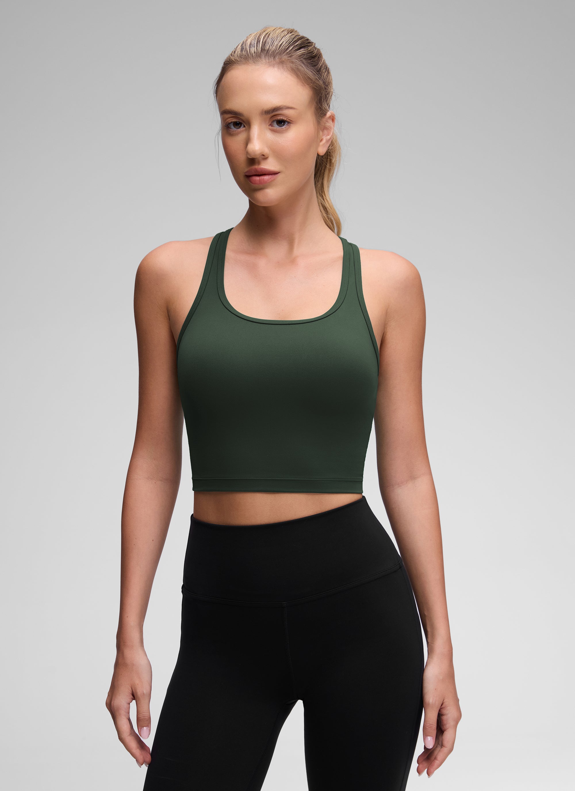 CRZ YOGA Áo lót yoga dành cho nữ, độ nâng đỡ thấp, kiểu cổ tròn và lưng chữ Y, màu Xanh Legend ( Butterluxe )