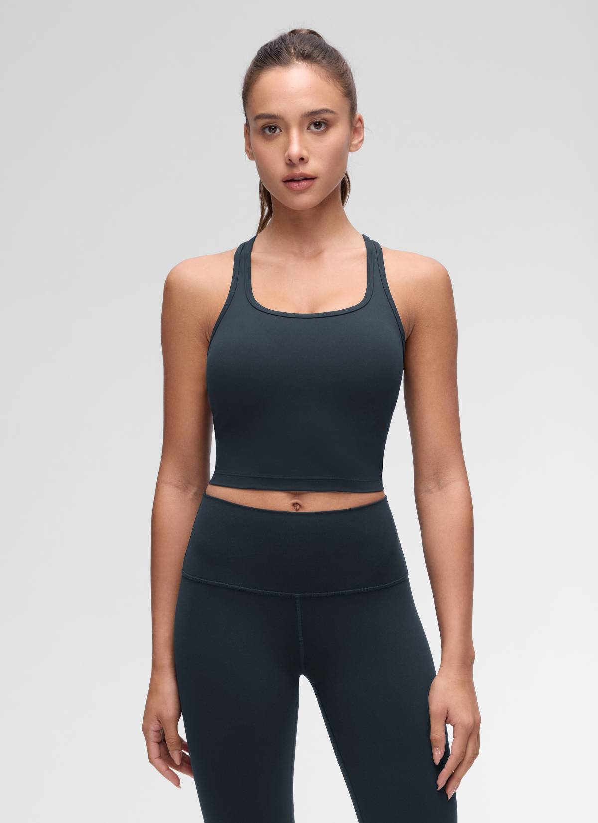 CRZ YOGA Áo lót thể thao dành cho nữ tập yoga, độ nâng đỡ thấp, kiểu cổ tròn và lưng chữ Y, màu xanh navy đậm ( Butterluxe )