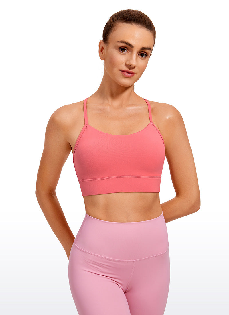 Áo lót thể thao dài CRZ YOGA dành cho nữ, kiểu Y-Back, màu Raspberry Sorbet, chất liệu vải " Butterluxe " với độ nâng đỡ nhẹ