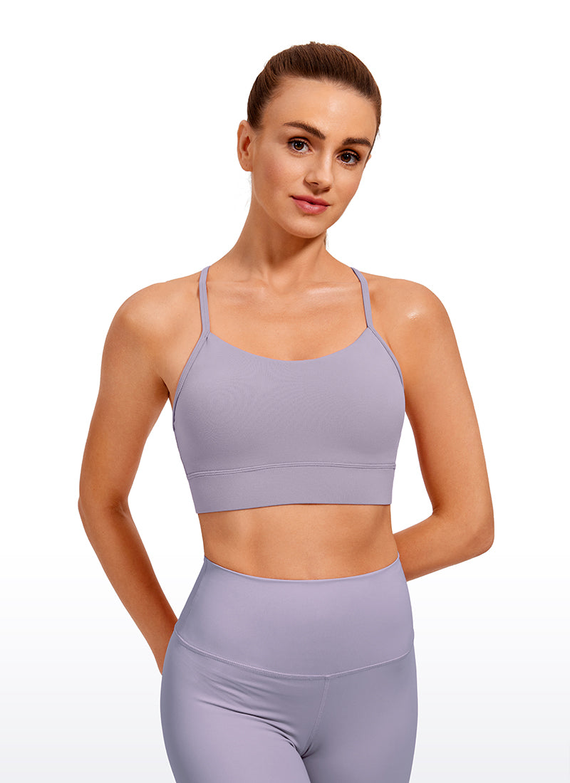 Áo lót thể thao dài CRZ YOGA dành cho nữ, hỗ trợ nhẹ, kiểu dáng " Butterluxe ", lưng chữ Y, màu Lavender Mist