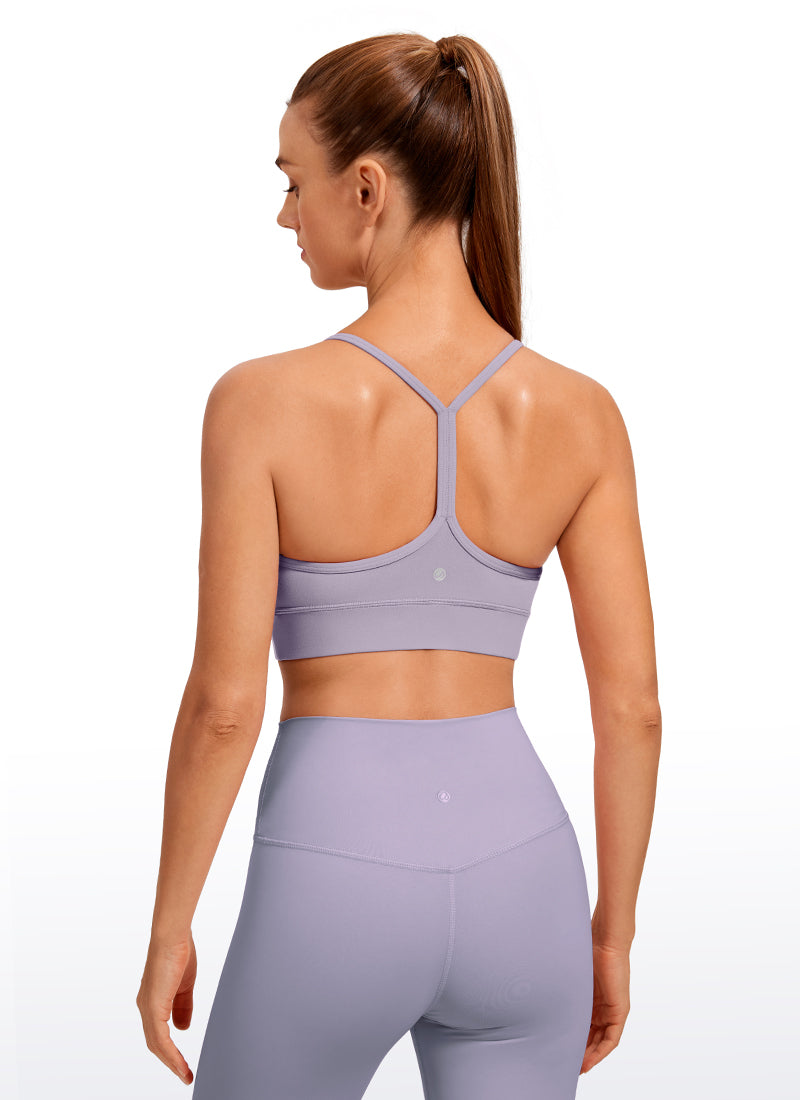 Áo lót thể thao dài CRZ YOGA dành cho nữ, hỗ trợ nhẹ, kiểu dáng " Butterluxe ", lưng chữ Y, màu Lavender Mist