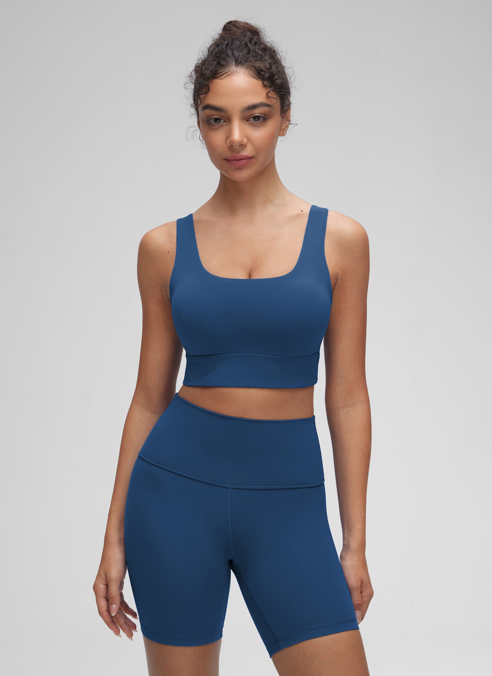 CRZ YOGA Women's Yoga Low Support Butterluxe Sport Bra U Back Longline French Navy