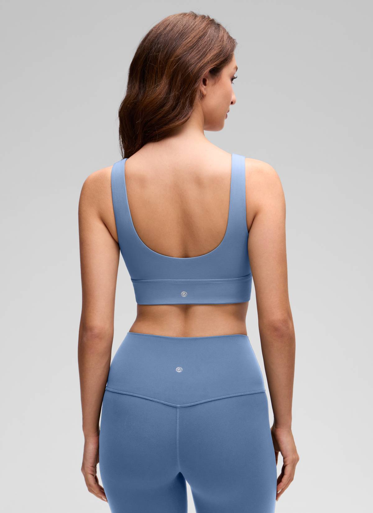 Áo lót thể thao CRZ YOGA dành cho nữ, kiểu dáng ôm sát, hỗ trợ nhẹ, cổ chữ U, lưng chữ U, dáng dài, màu xanh Oasis Butterluxe