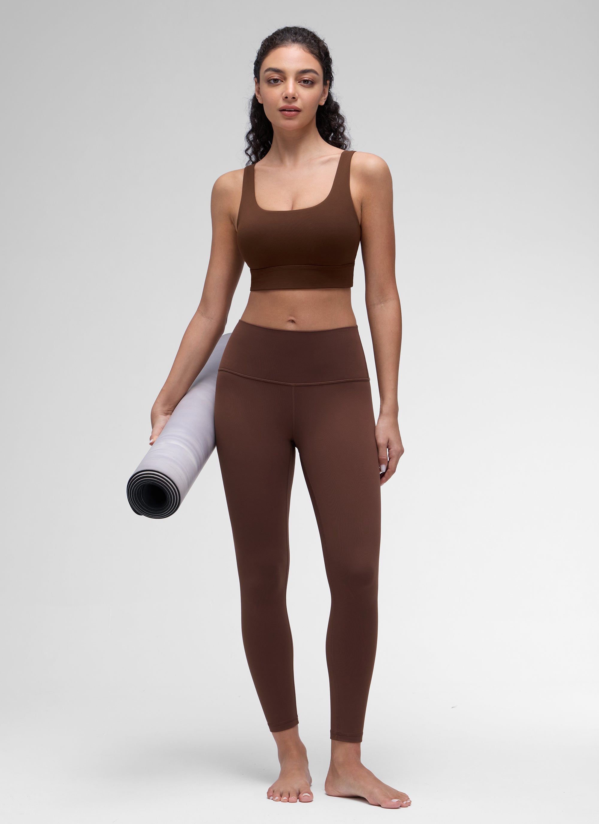 Áo lót thể thao CRZ YOGA dành cho nữ, kiểu dáng Low Support, cổ chữ U, lưng chữ U, dáng dài, màu nâu Lava Butterluxe