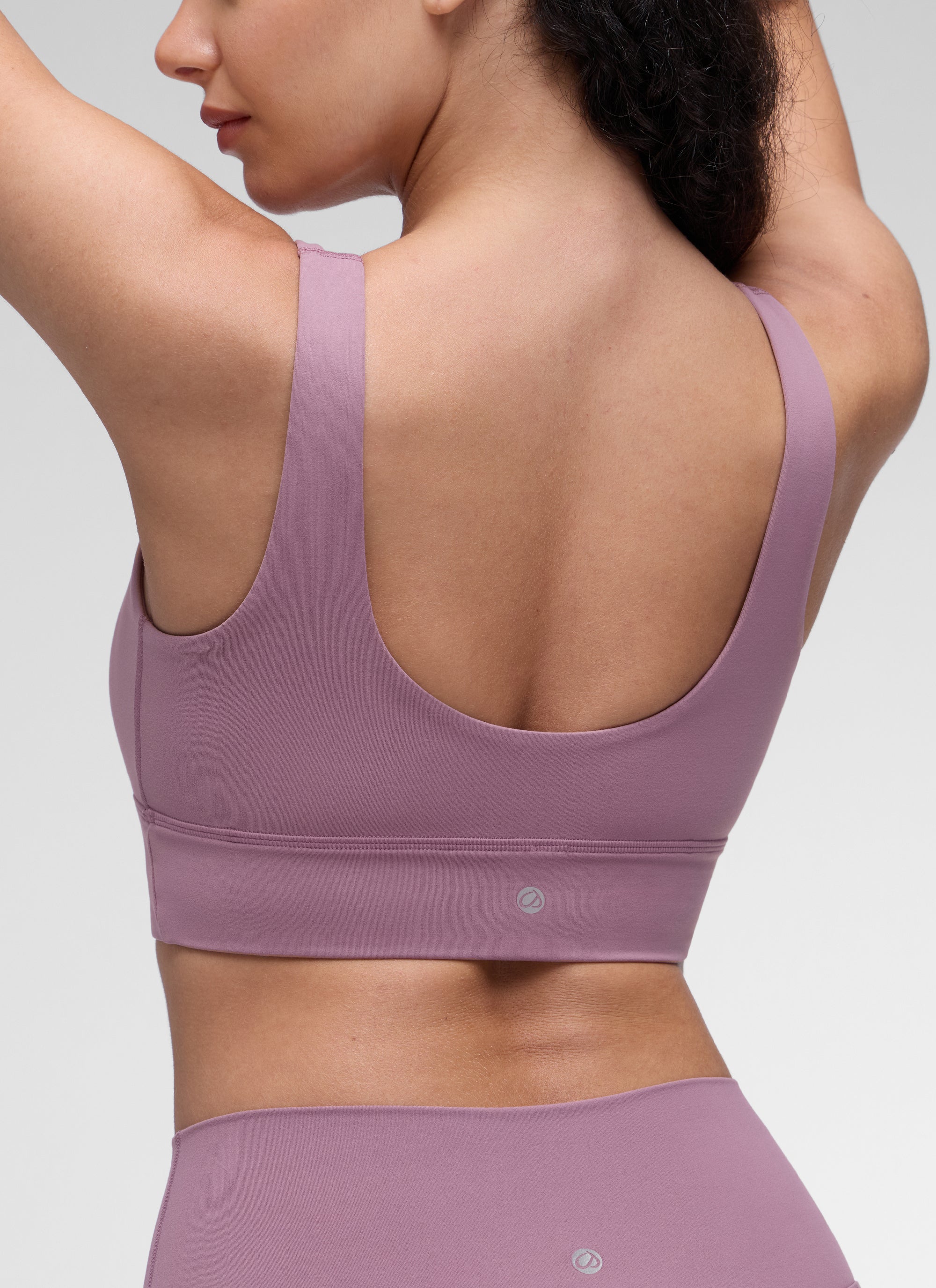 Butterluxe Áo lót thể thao CRZ YOGA dành cho nữ, kiểu dáng Low Support, cổ chữ U, lưng chữ U, dáng dài, màu tím nhạt