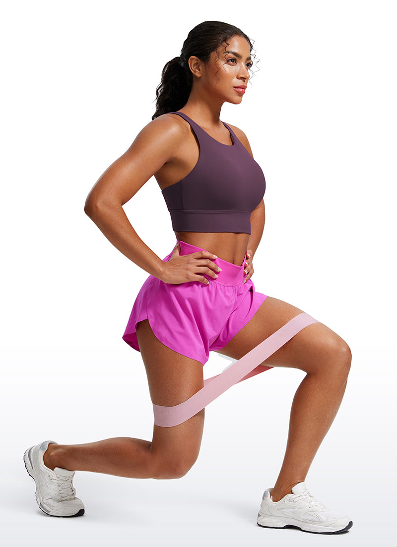 CRZ YOGA Women's Training Medium Support Butterluxe Bra Strappy back Grape Thistle Purple