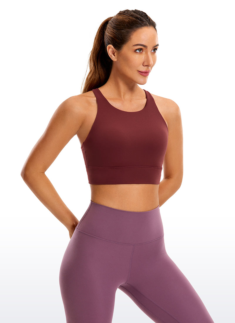 Áo lót thể thao CRZ YOGA dành cho nữ, hỗ trợ vừa phải, kiểu dáng " Butterluxe ", dây đeo sau, màu Đỏ Noctilucence
