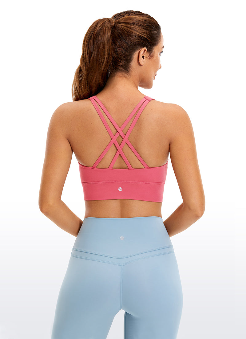 Áo lót thể thao CRZ YOGA dành cho nữ, hỗ trợ vừa phải, kiểu dáng " Butterluxe ", dây đeo sau, màu Hồng phấn