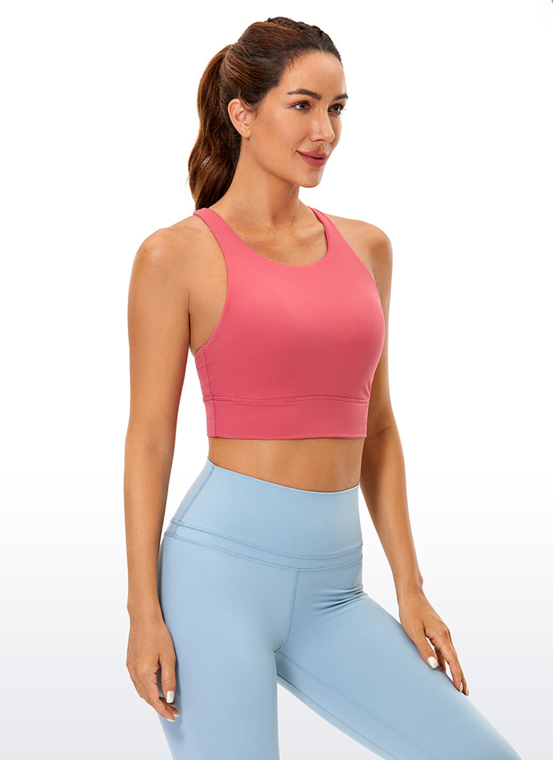 Áo lót thể thao CRZ YOGA dành cho nữ, hỗ trợ vừa phải, kiểu dáng " Butterluxe ", dây đeo sau, màu Hồng phấn