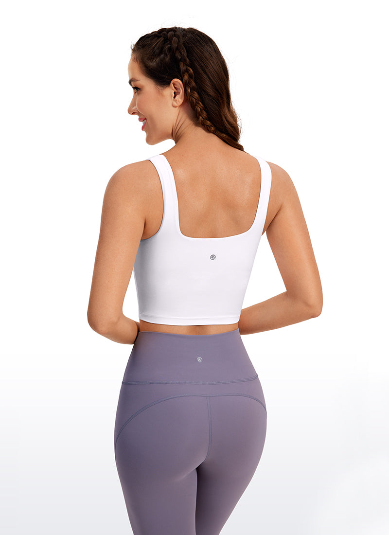 CRZ YOGA Áo lót thể thao dài dành cho nữ tập yoga, thiết kế cổ vuông, chất liệu vải " Butterluxe ", tác động nhẹ, màu trắng