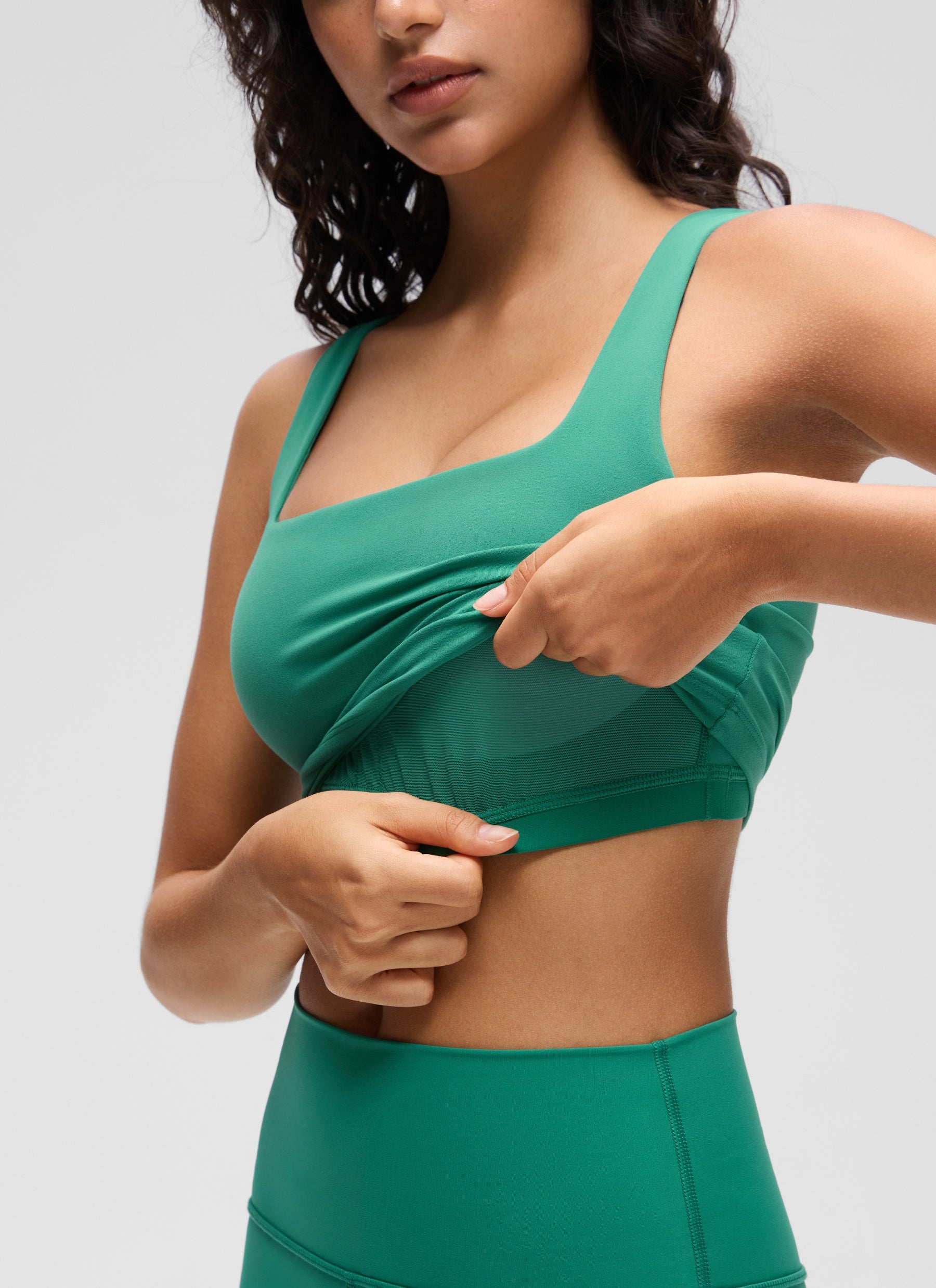 CRZ YOGA Áo lót thể thao dài dành cho nữ tập yoga, thiết kế cổ vuông, kiểu dáng ôm sát, chất liệu vải " Butterluxe ", màu xanh Cascadia