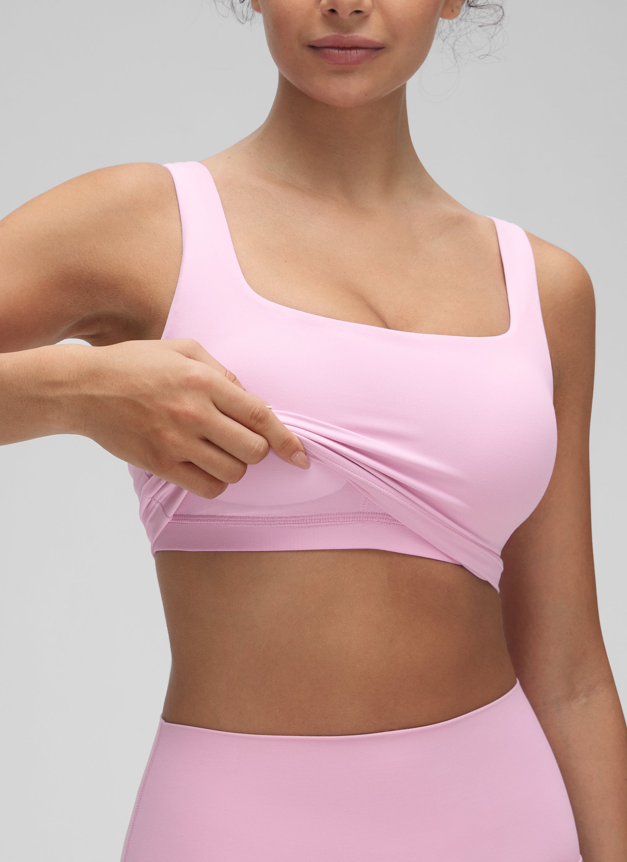 CRZ YOGA Áo lót thể thao dài dành cho nữ tập yoga tác động nhẹ, kiểu dáng dài ( Butterluxe ), cổ vuông, màu hồng Vita