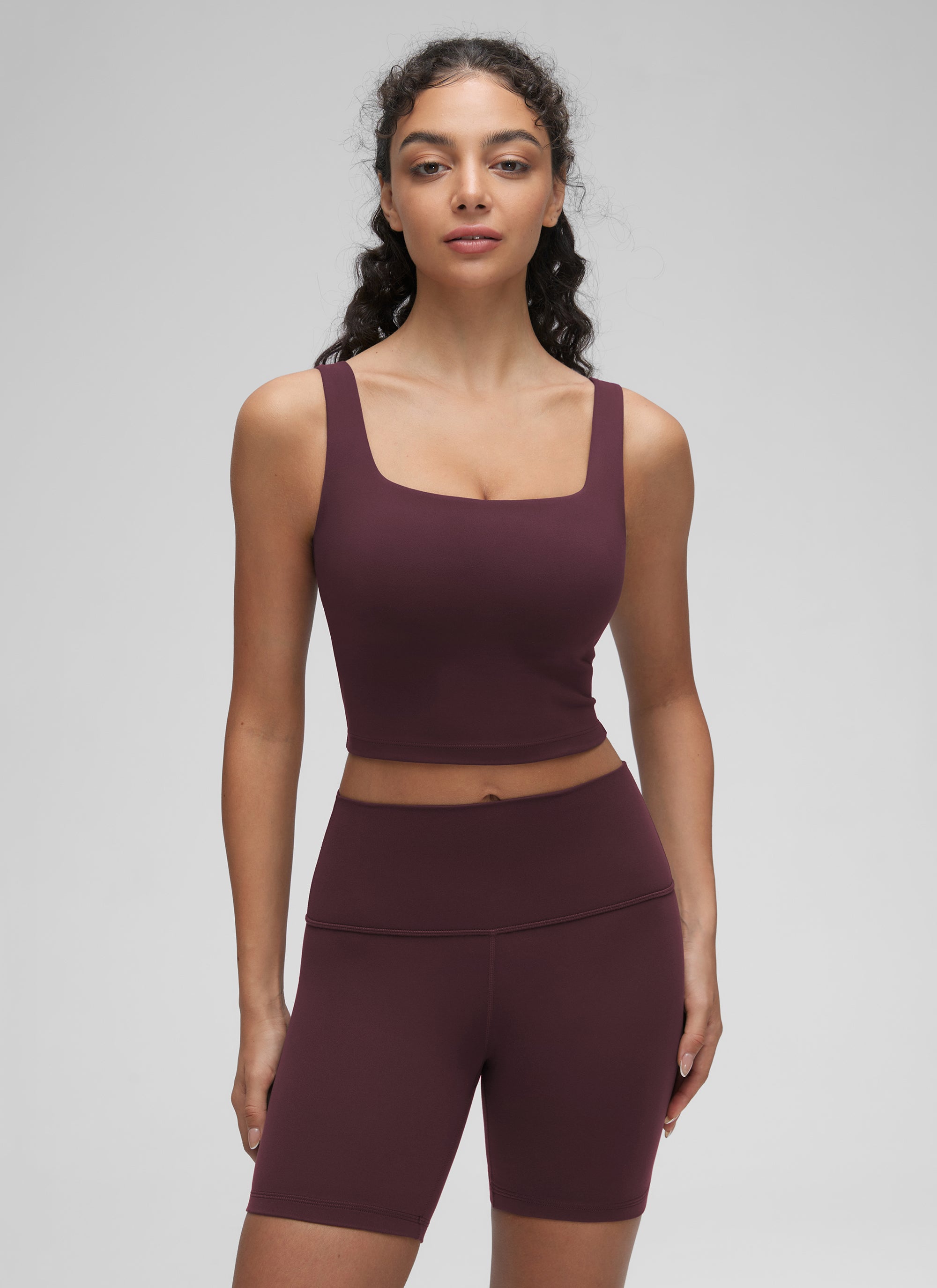 CRZ YOGA Áo lót thể thao dài dành cho nữ tập yoga, thiết kế cổ vuông, chất liệu vải thun co giãn ( Butterluxe ), kiểu dáng ôm sát, màu mận chín