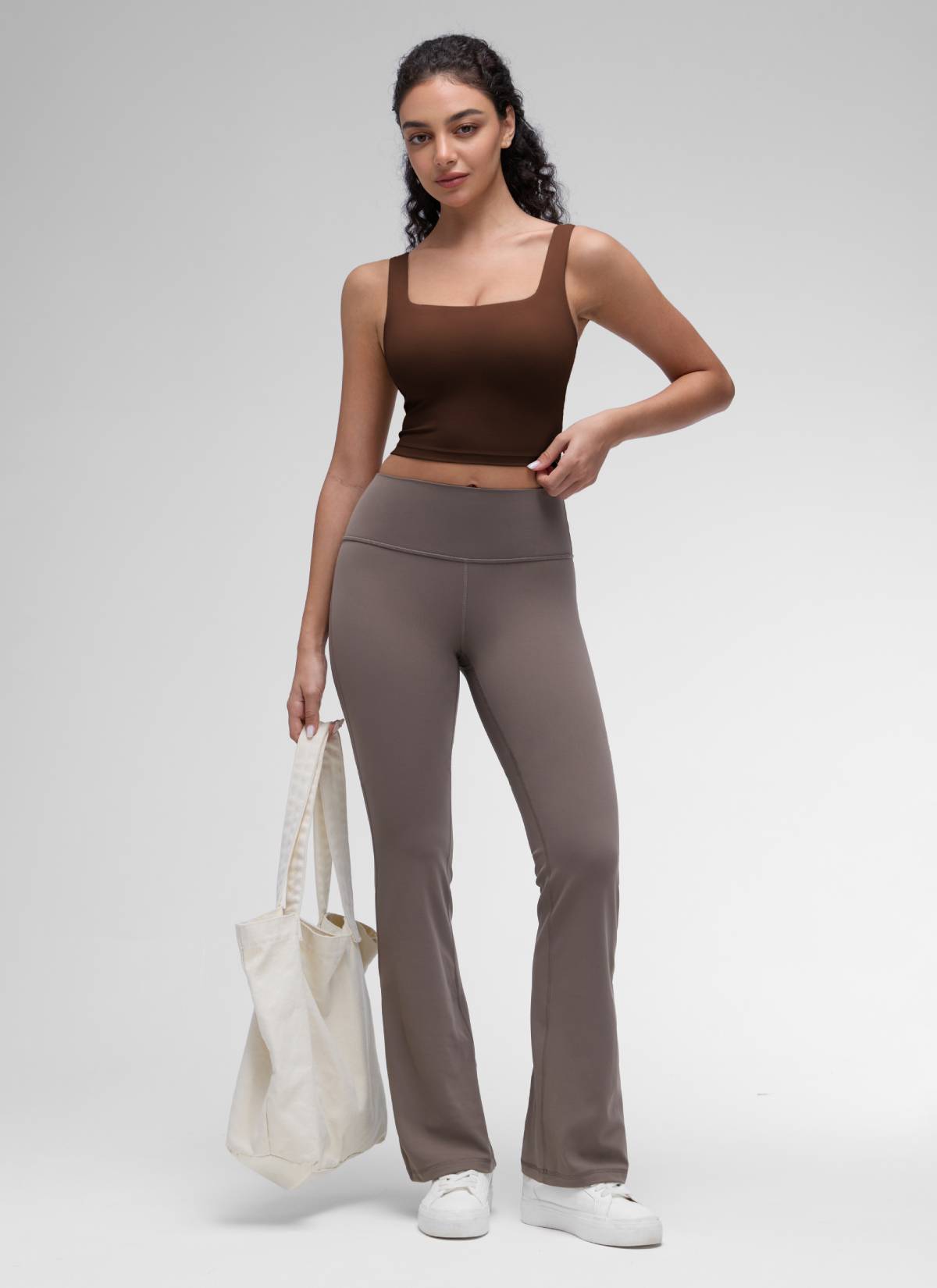 CRZ YOGA Áo lót thể thao dài dành cho nữ tập yoga, thiết kế cổ vuông, chất liệu vải " Butterluxe ", màu nâu Lava