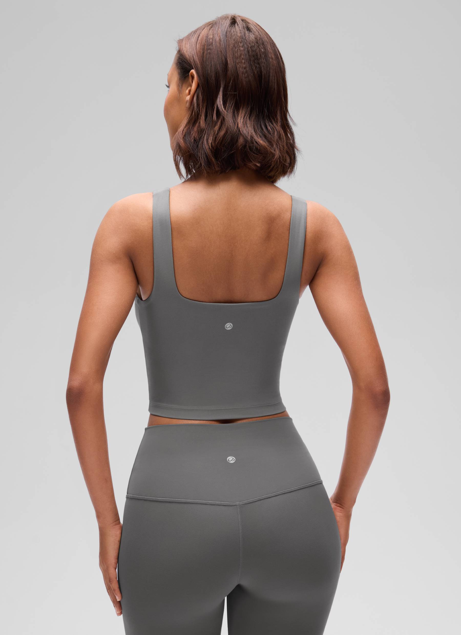 CRZ YOGA Áo lót thể thao dài dành cho nữ tập yoga, thiết kế cổ vuông, chất liệu vải " Butterluxe ", màu xám tro