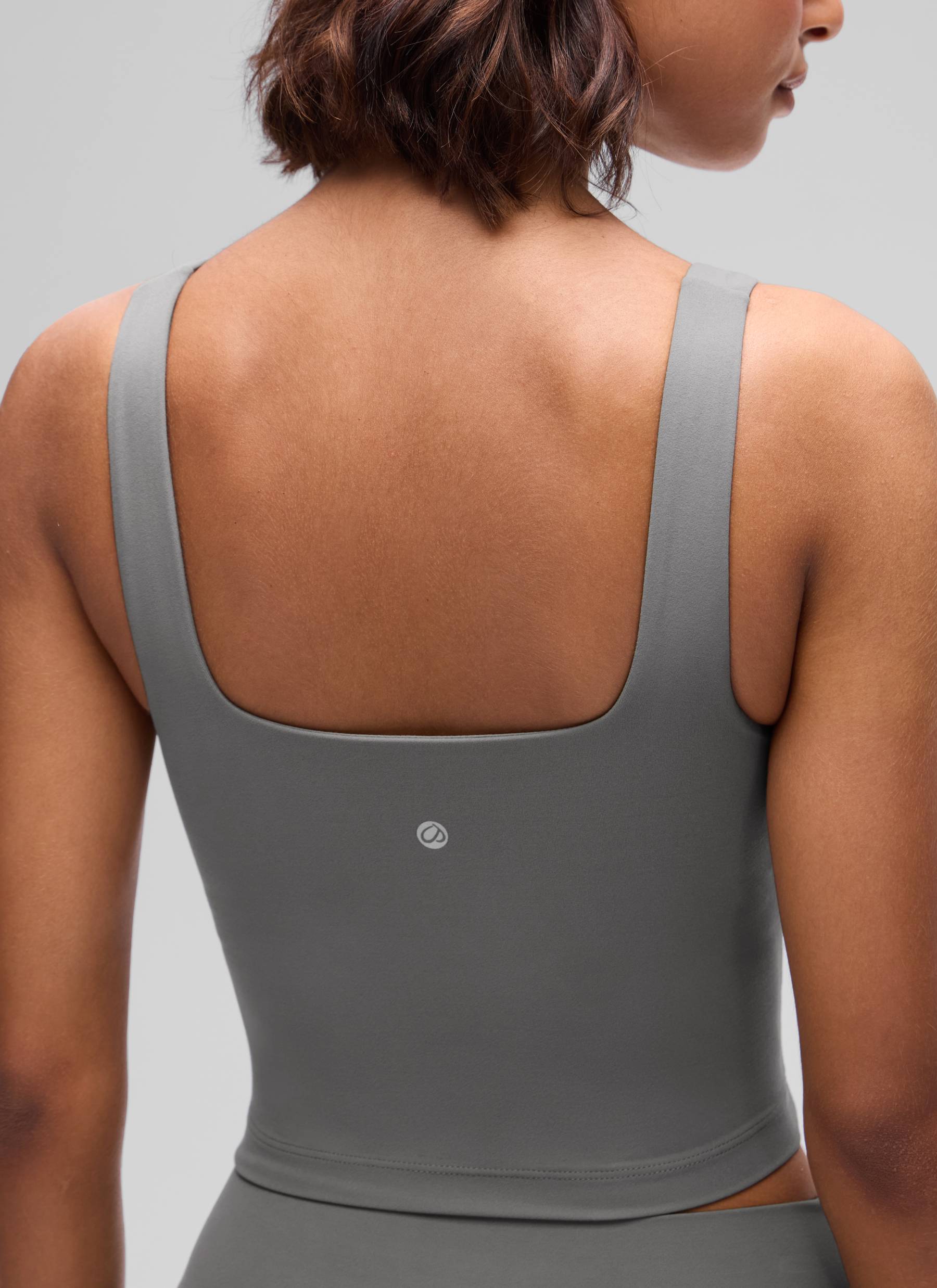 CRZ YOGA Áo lót thể thao dài dành cho nữ tập yoga, thiết kế cổ vuông, chất liệu vải " Butterluxe ", màu xám tro