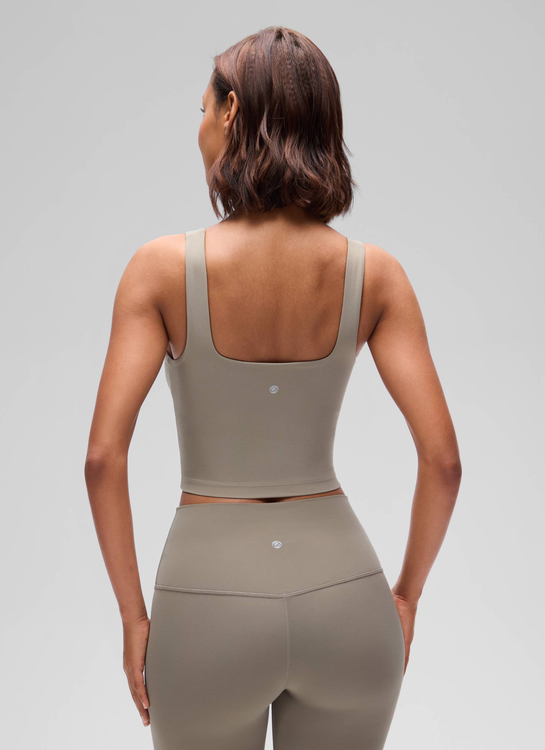 CRZ YOGA Áo lót thể thao dài dành cho nữ tập yoga, thiết kế cổ vuông, chất liệu vải " Butterluxe ", màu xám tro ấm, tác động nhẹ