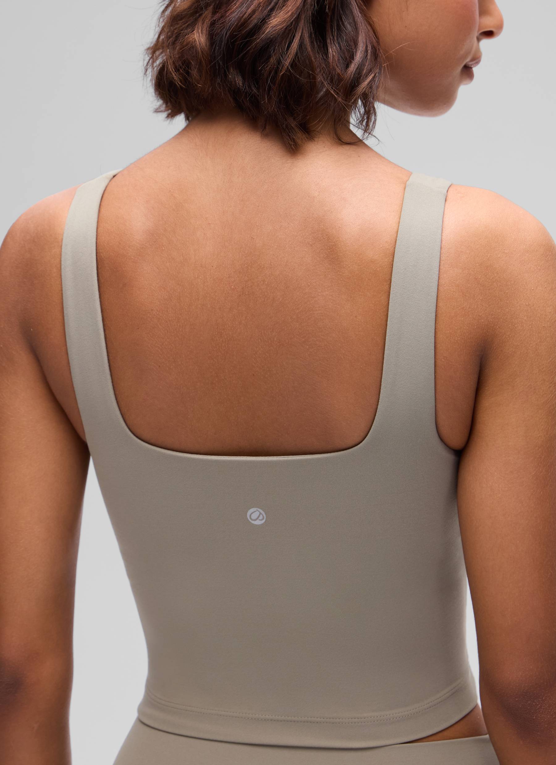 CRZ YOGA Áo lót thể thao dài dành cho nữ tập yoga, thiết kế cổ vuông, chất liệu vải " Butterluxe ", màu xám tro ấm, tác động nhẹ