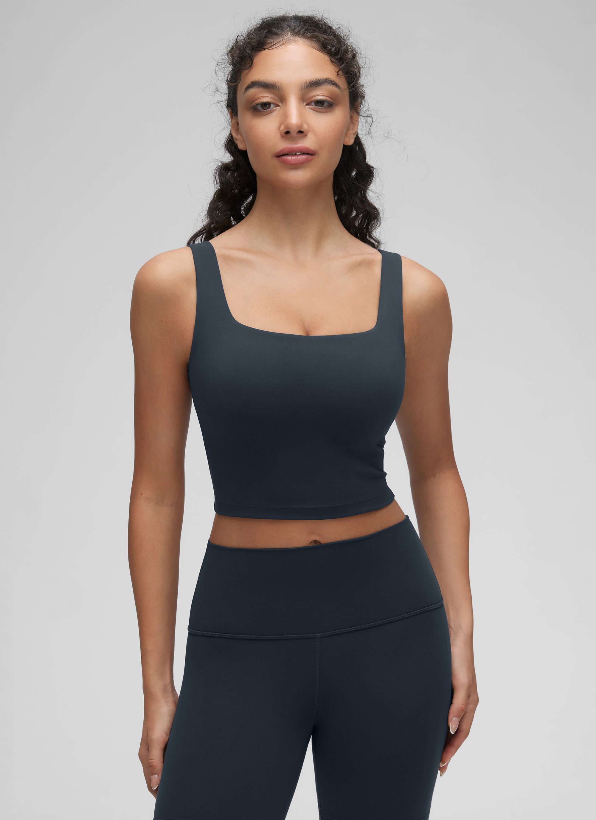 CRZ YOGA Áo lót thể thao dài dành cho nữ tập yoga, thiết kế cổ vuông, chất liệu vải " Butterluxe ", màu xanh navy đậm