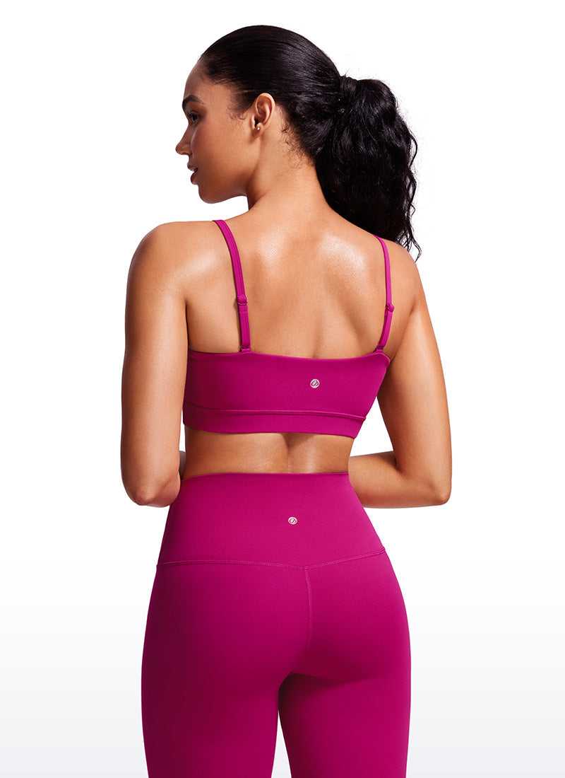 CRZ YOGA Womens Butterluxe  Adjustable Spaghetti Thin Strap Sports Bra Magenta Purple